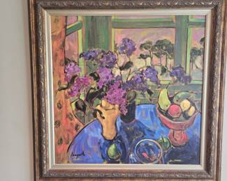 Jae Dougall b.1956 Flower Still Life Oil Painting