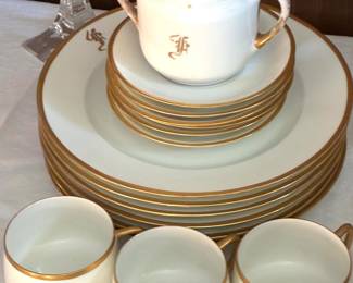 Gold rimmed China, Selb Bavaria, monogrammed “F”