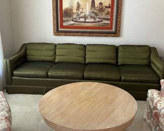 Beautiful green silk upholstered sofa by Henredon Fine Furniture