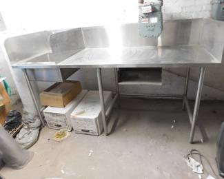 Stainless steel work table and sink