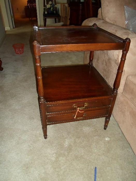 vintage, leather covered top side table