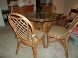 glass top rattan table & 4 chairs