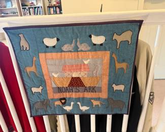 Vtg Quilted Noah's Ark Fabric Art