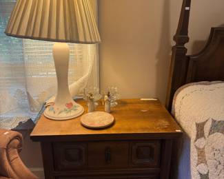Wooden Nightstand, Decorative Table Lamp