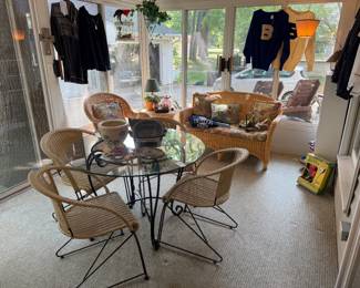 Wrought Iron Table, Wrought Iron Wicker Chair Set of 4