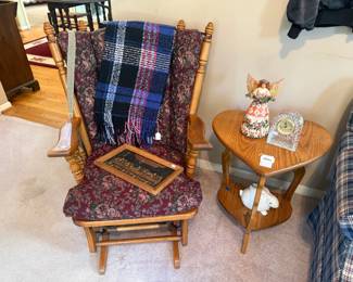 Heart Side Table, Wooden Rocking Chair, Crystal Clock
