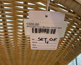 Wrought Iron Wicker Chair Set of 4