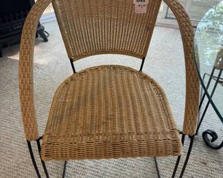 Wrought Iron Wicker Chair Set of 4