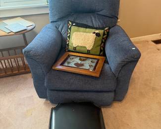 Recliner, Sheep Pillow, Vinyl Stacking Footstool