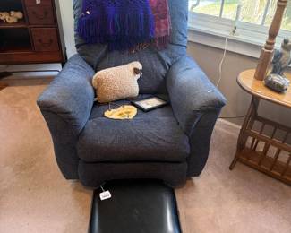 Recliner, Vinyl Stacking Footstool, Throw Blankets