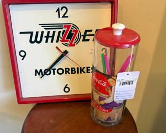 Motorbike Wall Clock, Coca-Cola Straw Dispenser