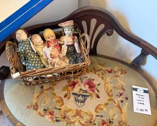 Vtg Dolls, Vtg Vanity Chairs
