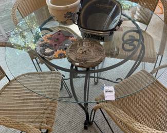 Wrought Iron Table, Wrought Iron Wicker Chair Set of 4