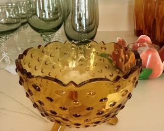 LE Smith Amber foot bowl