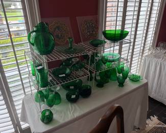 Vintage green glassware