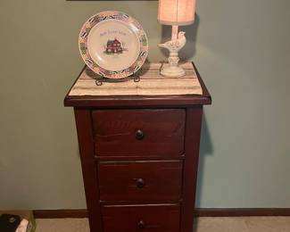 Wood cabinet and decorations 
