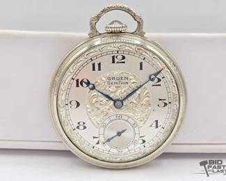 1104  14kt Gold Filled Gruen SemiThin Art Deco Pocket Watch