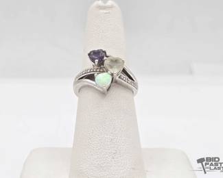 898  .925 Sterling Silver Ring with SemiPrecious Stones 3.0g