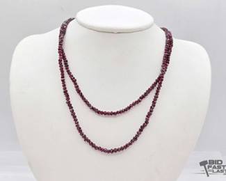 999  Garnet Necklace with 14kt Gold Clasp