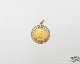 562  1898 Russian 5 Ruble Coin with 14kt Casing, 7.0g