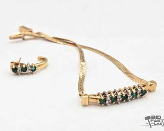 718  14kt Gold Bracelet with Diamonds and SemiPrecious Stones 4.4g