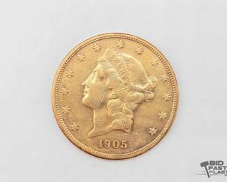 556  1905 $20 Liberty Head Coin, 33.3g