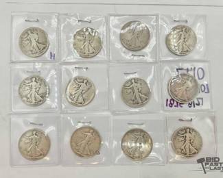 1400  90 Silver Walking Liberty Half Dollars