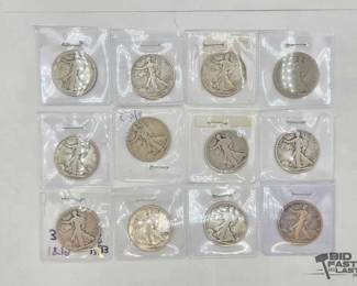 1402  90 Silver Walking Liberty Half Dollars