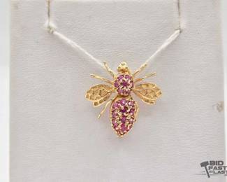 730  14kt Gold Broach with SemiPrecious Stones 3.1g