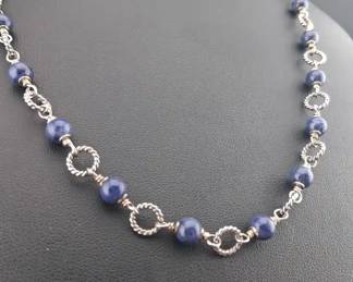 James Avery Sterling Blue Twisted Hoop Necklace 20in