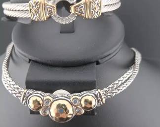 John Medeiros Antiqua Collection Pave Double Wire Bracelet And Necklace 16in