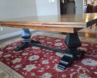 Hooker Refectory Ebony And Drift Extendable Leaf Dining Table
