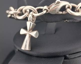 James Avery Sterling Chain Link Bracelet With Retired St Theresa Cross Charm
