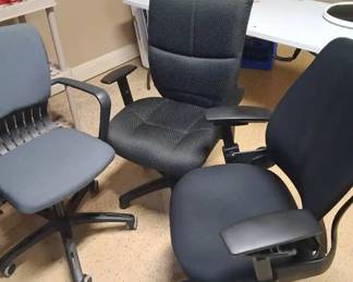 3 Rolling Adjustable Office Chairs Sealy Steelcase