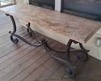 Wrought Iron Table With Marble Top