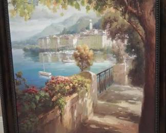 Portofino Light By Roberto Lombardi Ornate Copper Finish Framed Painting on Board