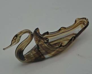 Murano Style Hand Blown Glass Swan