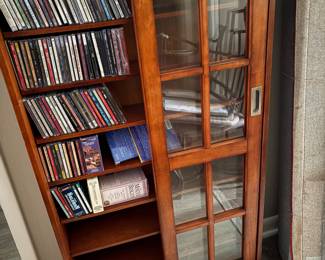 CD cabinet with cds.