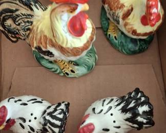 Group of porcelain chickens