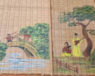 Hand painted place mats, bamboo