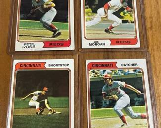 Lot of 4 1974 Cincinnati Reds Baseball Cards Dave Concepcion, Joe Morgan, Pete Rose  Johnny Bench