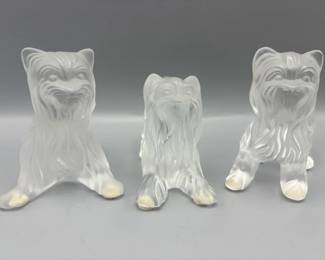  02 Lalique Yorkshire Terrier Figurines