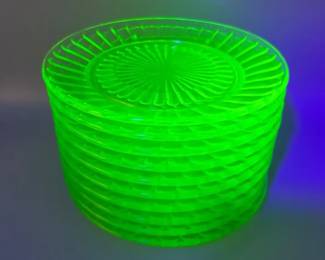 10 Uranium Glass Small Plates