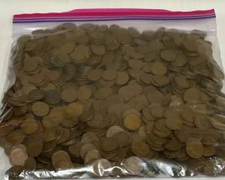 Lincoln Wheat Cent Penny Coins, Over 8lbs.