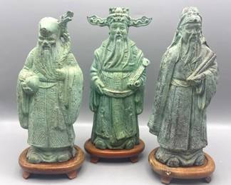 Set Of 3 Chinese Immortal Gods with pedestals