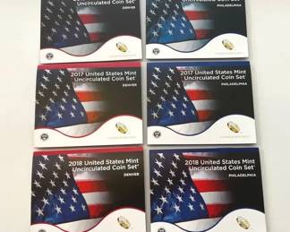 US Mint Uncirculated Coin Sets 2016 2017 2018 Philadelphia and Denver