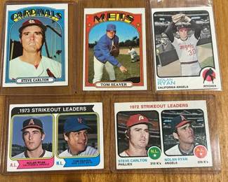 Lot of 5 1970s Strikeout Leaders Baseball Cards Steve Carlton, Tom Seaver  Nolan Ryan