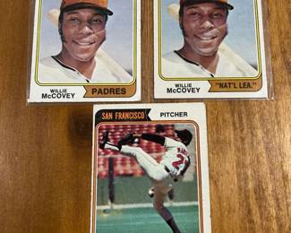 Lot of 3 1974 Baseball Cards Willie McCovey and Juan Marichal