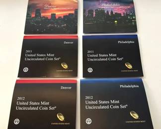 US Mint Uncirculated Coin Sets 2010 2011 2012 Philadelphia and Denver