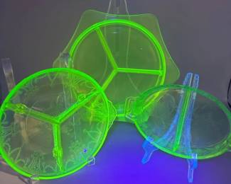 Uranium Glass Sectioned Dishes